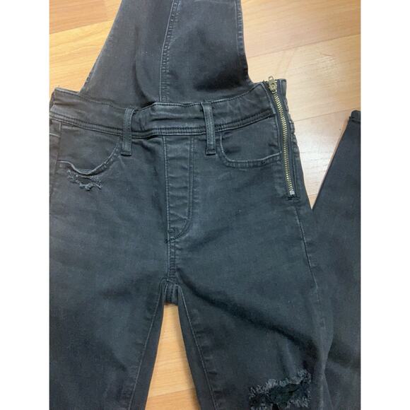 American Eagle Preppy Distressed Tomgirl Jegging Overall Faded Black Denim Size… - Picture 6 of 12